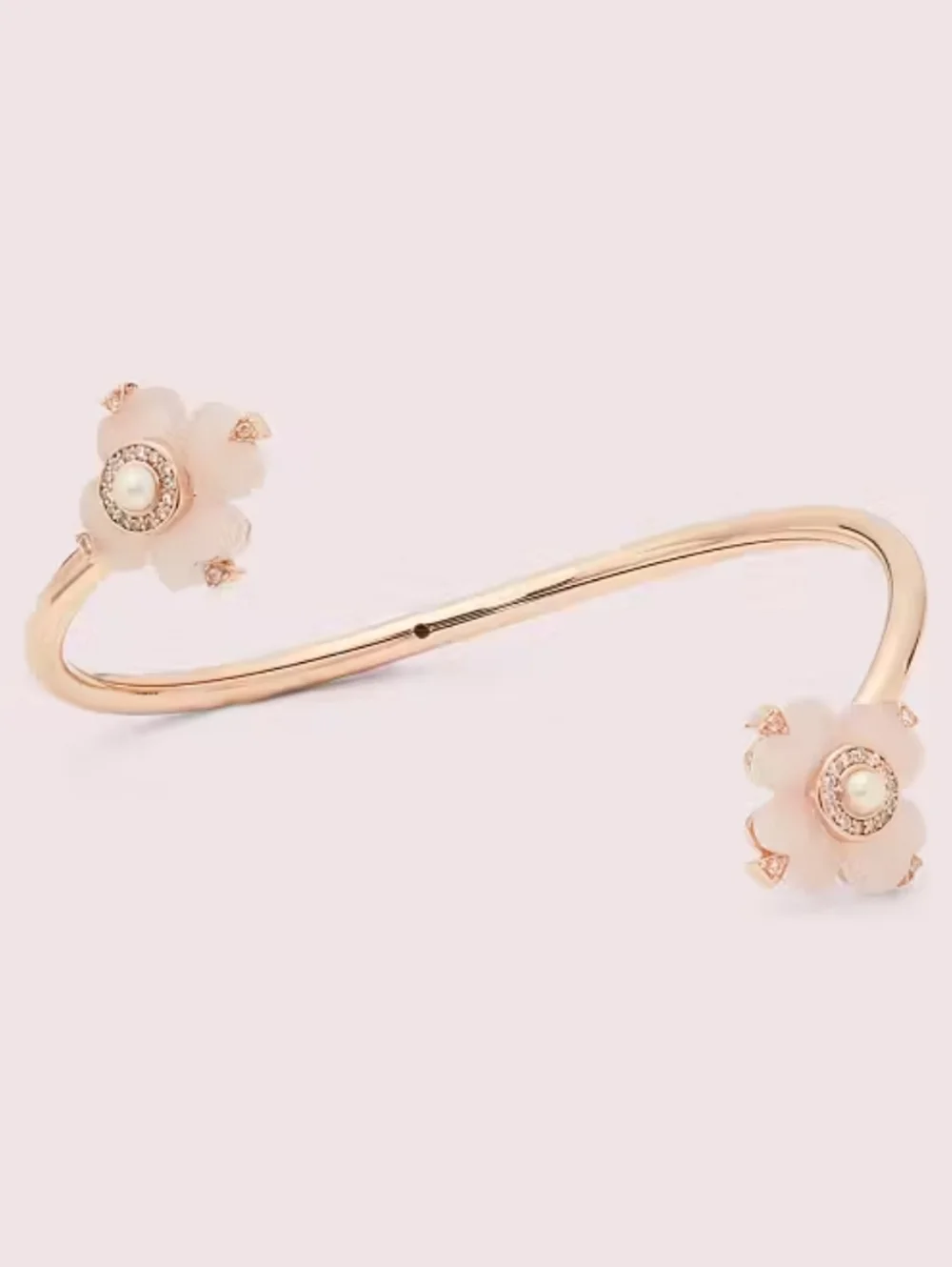 kate spade Rose Gold-Tone Bangle with Pink Floral Accents Spade Flower Flex Cuff - Picture 2 of 7
